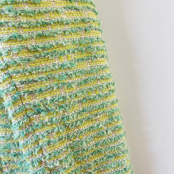 Lagence Green Gold Metallic Fringe Angelina Tweed Blazer Jacket Womens 6 - Picture 6 of 14